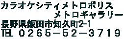 カラオケシティメトロポリス 　　　　　　メトロギャラリー 長野県飯田市知久町2-1 TEL ０２６５－５２－３７１９ 